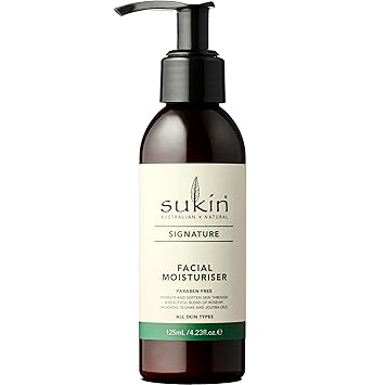 Sukin Facial Moisturizer, Hydrating Signature Face Lotion with Aloe Vera, Rosehip Oil & Shea Butter for Rejuvenating Dry Skin, Signature Scent, 4.23 Oz