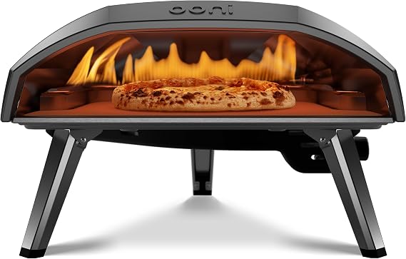 Ooni Koda 16 Natural Gas Pizza Oven 16" Gas Powered Outdoor Oven with 28 mBar Regulator and Gas Hose, Gas Powered Portable Pizza Oven - Foundry Black