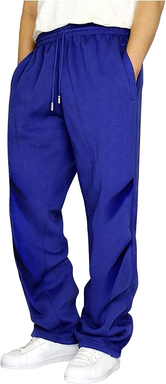 Mens Sweatpants Open Bottom Joggers for Men with Pockets Loose Fit Athletic Pants for Running,Casual