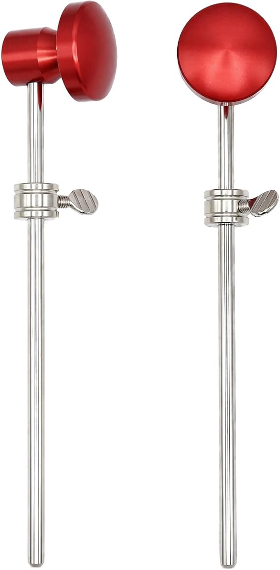 2-Pack Red Aluminum Alloy Bass Drum Pedal Beater for Jazz Drum