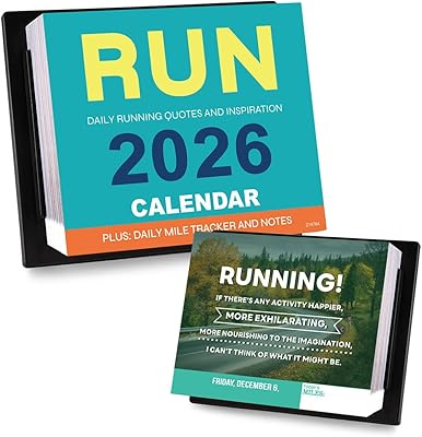 2026 Desk Calendar - Motivational Calendar, 56, Running Gear, Daily Calendar for Runners, Jan 2026 - Dec 2026, Inspirational Desk Calendar 2026, Daily Running Quote