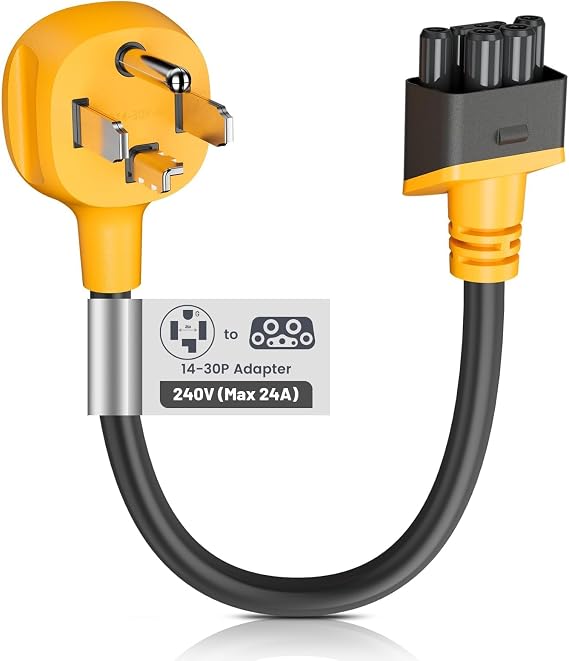 MECMO NEMA 14-30 Adapter for Tesla Gen 2 & 3 Mobile Charger, Dryer 14-30P Adapter for Gen II Mobile Connector, for Tesla Motors Model 3/Y/S/X to Charge at 30A 4-Prong New Dryer 250V Outlet, Max 24 Amp