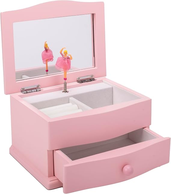 Cottage Garden Ballerina Pink 7.5 x 5.8 MDF Wood and Velvet Musical Jewelry Box Plays Tune Swan Lake