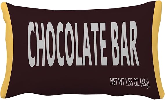Chocolate Bar Lover 12x20 Inch Funny Throw Pillow Cover, Sweet Foodie Food Snack Fan Decorative Cushion Case,Home Nursery Room Decor Kid Boy Girl Novelty Soft Lumbar Pillowcase