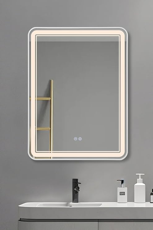 Akıllı Ayna Buhar Tutmayan 3 Renk Ledli Banyo Duvar Ofis Lavabo Aynası 60x90 Cm