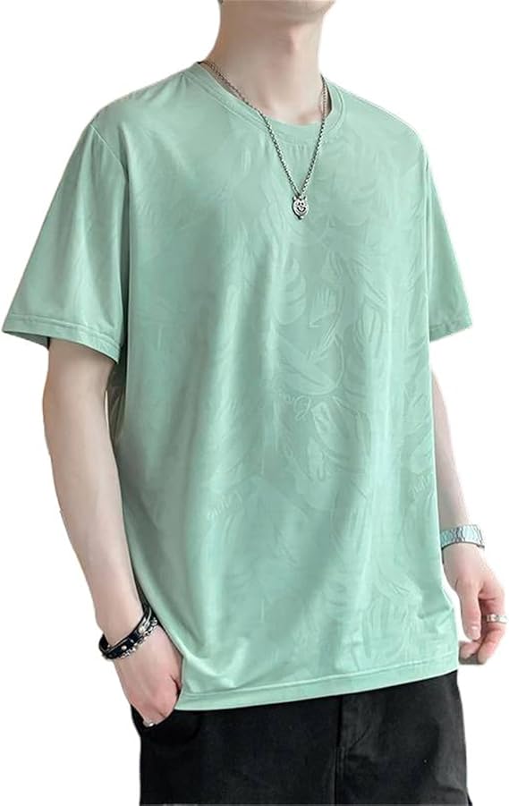Men's T-Shirt Summer Round Neck Ice Silk Sport Casual Short Sleeve Tops