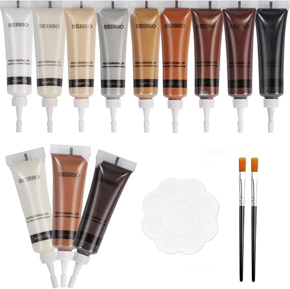 SEISSO Furniture Repair Kit - 12 Colors Wood Touch up Fillers, Furniture Scratch Kit with Tools, Wood Repair Kit Repair Scratches, Cracks, Stains on Wooden Floor, Doors, Cabinets, and Tables