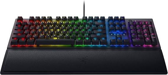 Razer BlackWidow V3 Mechanical Gaming Keyboard: Green Mechanical Switches - Tactile & Clicky - Chroma RGB Lighting - Compact Form Factor - Programmable Macro Functionality - USB Passthrough (Renewed)