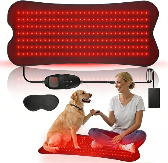 Red Light Mat for Body, 31.5" x 14" Large Red Light Mat,210LEDs 660nm&850nm Red & Near Infrared Light 5 Brightness and 9 Time Settings for Legs, Back, Waist, Shoulders Neck Black