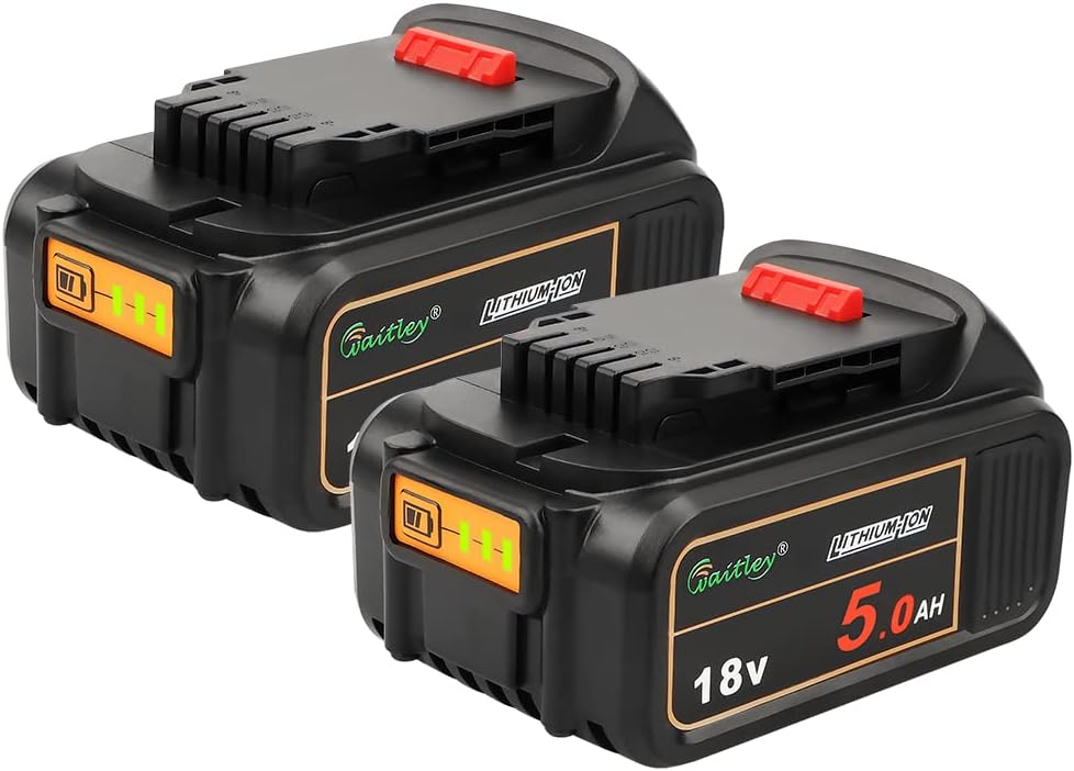 2-Pack Power Elektro DCB184 18V 5.0Ah Replacement XJ Battery Compatible with Dewalt DCB200 DCB180 DCB181 DCB182 DCB201 DCB200-2 Lithium Ion Battery 18 Volt MAX XR Tools