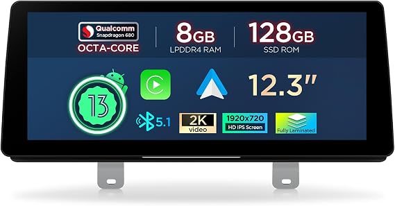 XTRONS 12.3 Inch Android 14 Qualcomm 680 Car Stereo for BMW 5 Series G30 / G31 (from 2018) NBT EVO System, IPS Touch Screen 8+128GB Car Radio GPS Navigation Support Wireless CarPlay Android Auto