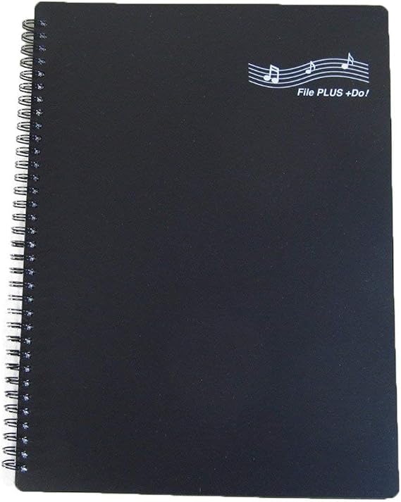 FILE PLUS DO Folder for Musicians, Sheet Music Folder, Band Folder, Writable, Spiral-Bound, US Letter / A4 Size, 30 Sleeves, 60 Pages (Black)
