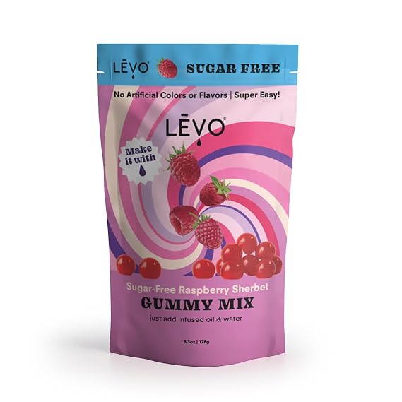 LEVO Gummy Mix - Raspberry Sherbet (Sugar Free) - Make Your Own Infused Gummies - Each Bag Makes 64 Gummies - 1 Pack