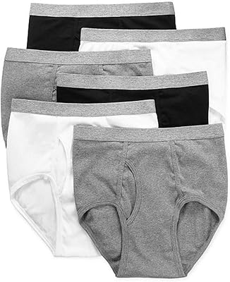 Stafford 6 Pack 100% Cotton Full-Cut Briefs Big & Tall Black Gray, 48