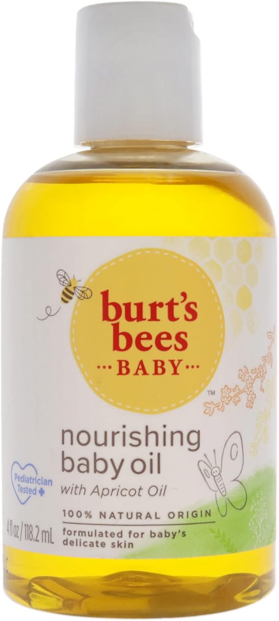 Burt's Bees Baby Nourishing Baby Oil, 100% Natural Origin Baby Skin Care, 4 Ounce Bottle