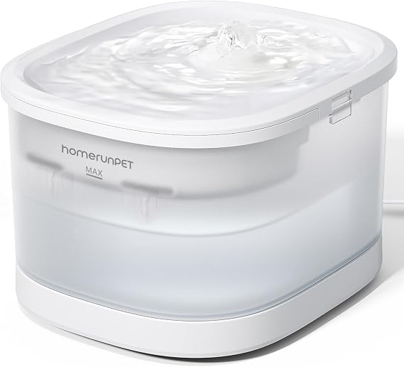 Homerunpet Cat Water Fountain Tritan with Wireless Pump, 2.5L/84oz | Ultra-Quiet, Detachable Design, Easy Cleaning Cat Water Bowl for Cats, Dogs