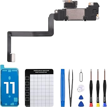 for iPhone 11 Earpiece Front Speaker Replacement Repair 6.1" Ear Part with Ambient Light Sensor Flex Cable OEM Connector Proximity Sensor Fix Tools Kit iPhone11 for A2111 A2223 A2221