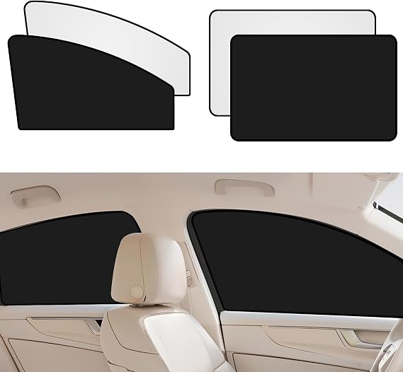 4PCS Car Window Shades, Magnetic Car Side Window Sun Shades, Automotive Side Window Sun Blocker for Light & Heat & UV Protection, Vehicle Privacy Curtains for Camping Sleeping