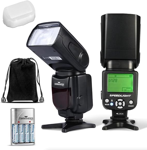 Fully Automatic Speedlite Flash for Canon EOS M, M5, M100, M200, M50, M50 Mark II, M6, M6 Mark II Mirrorless Cameras, E-TTL up to 90ft, Built in Diffuser, Bounce Head, Swival, Slave Unit