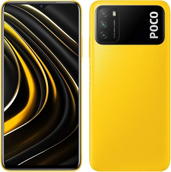 Xiaomi POCO M3 Smartphone, 4 GB + 128 GB, 6.53 "FHD + Ampio 1080P FHD + Display 53MP, Tripla Fotocamera, 6000mAh Batteria, Doppi Altoparlanti, Jack per Cuffie da 3.5 mm, Giallo [Versione globale]