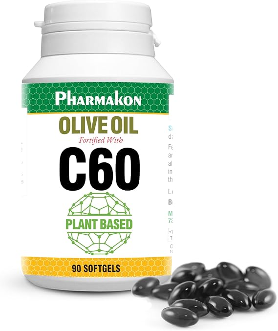 PHARMAKON C60 Enriched Olive Oil Capsules, Plant Based (90 Capsules)