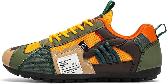 Men's Athletic Sports Sneakers Retro Style - Lightweight Breathable Casual Shoes, Multi-Color Patchwork Style Wear All-Season Daily Comfortable Suitable Size 7-11.5