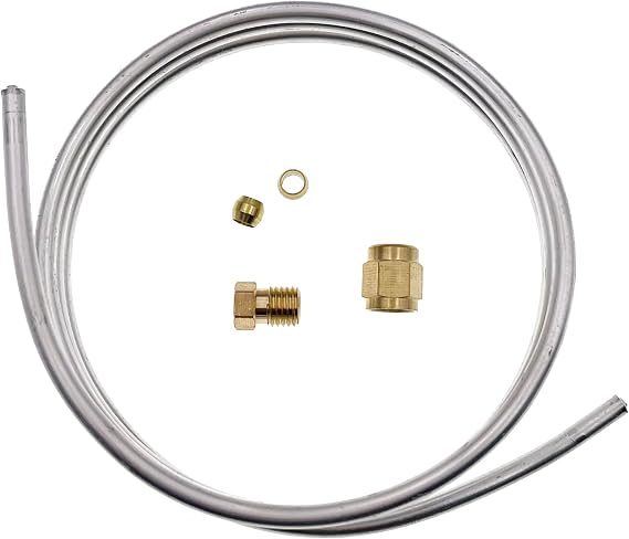 Meter Star 0.16"(4mm) Aluminum Tubing Kit,Gas Pilot Tubing Kit with Compression Olive Fittings M8x1 Female and Male Nuts, Valve Pilot Burner Tube Pipe Assembly,Length 39.5 Inch