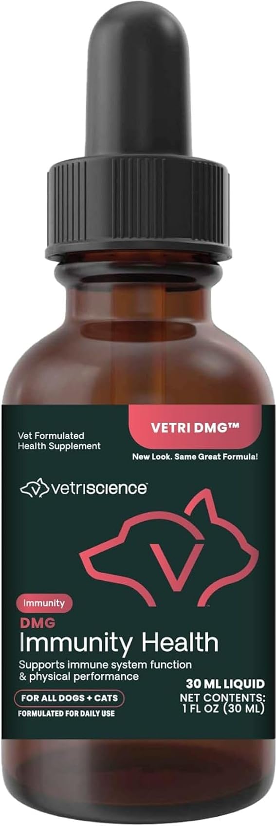 VetriScience DMG Immunity Health Easy-Dose Liquid, Immune Support Supplement for Cats and Dogs, Hypoallergenic, Support Performance, Stamina, Immune Response, (Dimethylglycine), 30 ml
