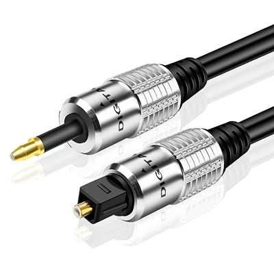 TNP Premium Mini Toslink to Toslink Digital Optical Audio Cable 15 Feet - Standard Toslink to Mini Toslink Male Plug Connector Adapter Converter Jack Wire Cord