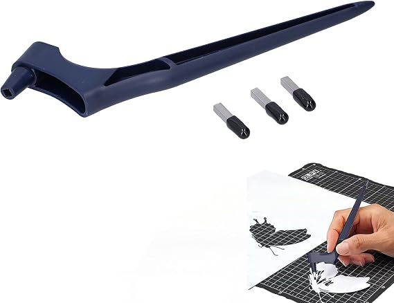 Craft Cutting Tools Pen, Rotary Craft 360 Degree Rotating Blade with 3 Cutter Heads, Stainless Steel Carving Cutter Set Kit for Paper Crafts Model Making Woodworking