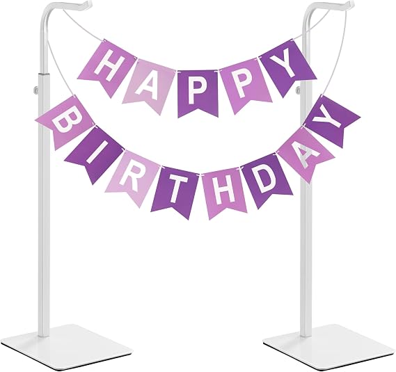 pickpiff 2-Pack Adjustable Table Banner Stands & Purse Holders, White | Tabletop holders display handbags, wreaths and banners in closets, retail stores and vendor booths.