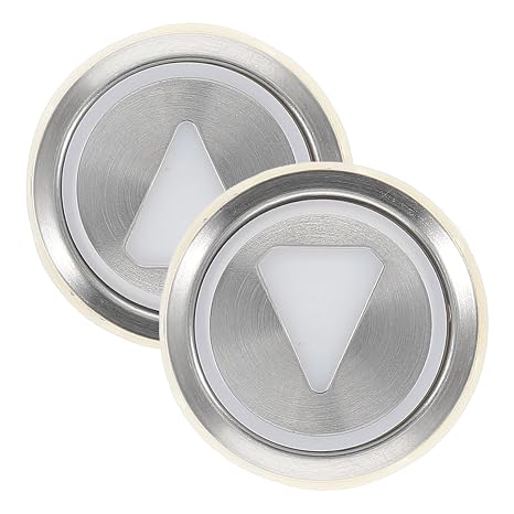 HEALLILY 2Pcs Round Elevator Push Buttons: Stainless Steel Up & Down Arrow Switch Replacement Parts with White LED Light, Commercial Freight Lift Accessories (Mixed Terminals)