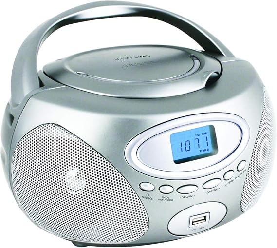HANNLOMAX HX-311CD CD/MP3 Boombox with AM/FM Radio (Silver)
