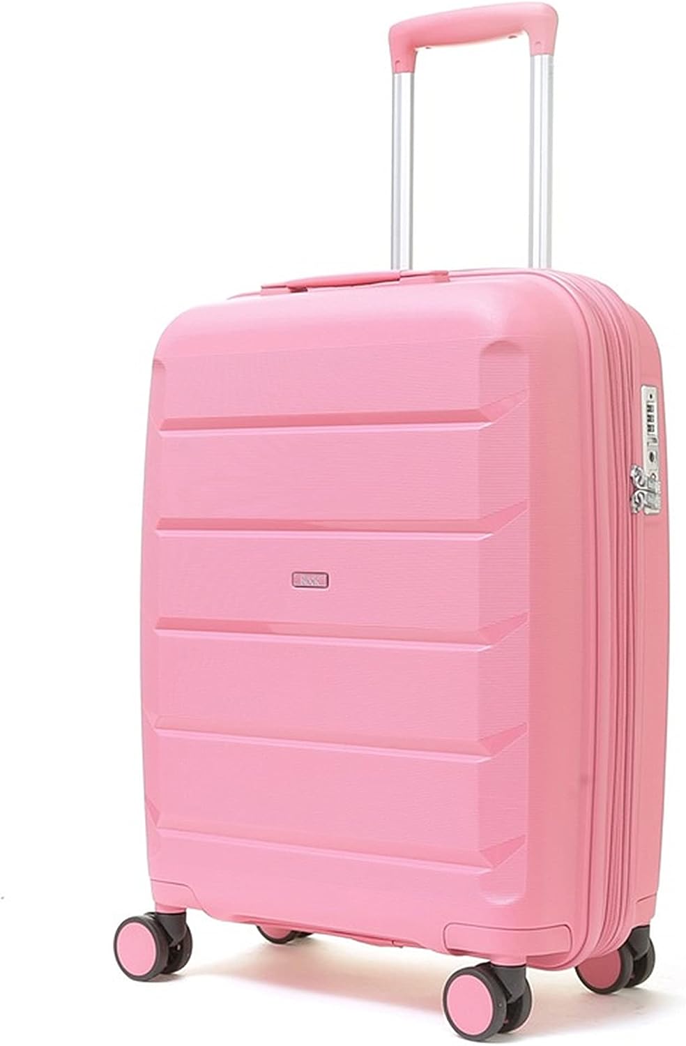 Rock Tulum Small Expandable Hard Shell Cabin Suitcase in Bubblegum Pink - Lightweight & Durable, 360 Swivel Wheels, Telescopic Handle, Impact-Resistant & TSA Combination Lock - 55x40x25cm 3KG