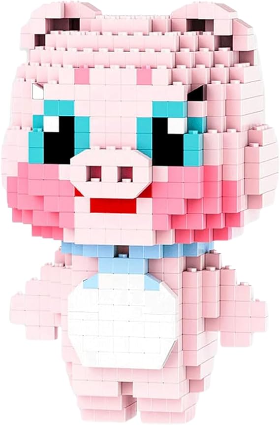 Larcele Micro Building Blocks Animal Set, DIY Mini 3D Building Toy Bricks,1042 Pieces KLJM-10 (Pig)