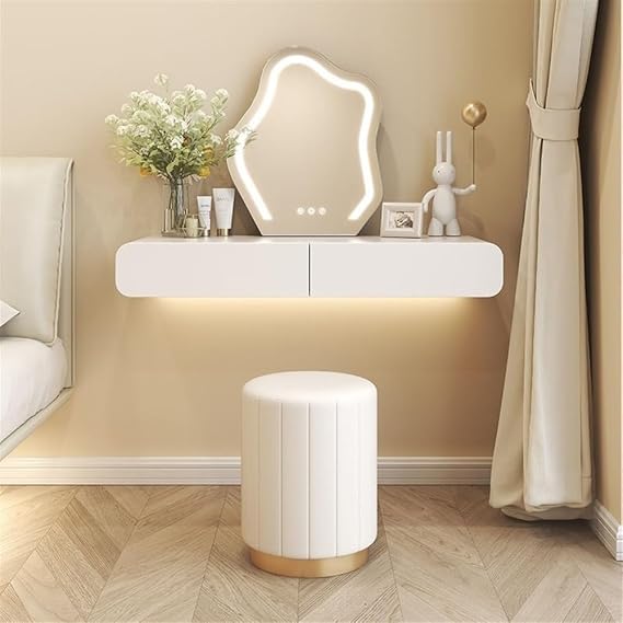 Floating Vanity, Vanity Table to The Wall for Bedroom, Floating Computer Desk, Wall Mounted Nightstand, Vanity Storage Cabinet(80cm-31.5in)