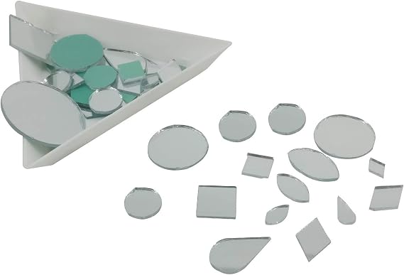 0.2 to 0.5 Inch Size Small Glass Mirrors (700+ Pieces, Mixed Shapes & Sizes) for Sewing Embroidery Crafts Jewelry Multipurpose Transparent Color