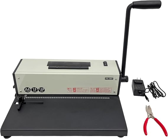 Spiral Coil Binding Machine 4:1 Pitch Spiral Coil Binding Machine Electric 46 Holes 3.5mm Binding Machine Spiral Coil Paper Punching Machine Manual Punching Electric Insertion 110V