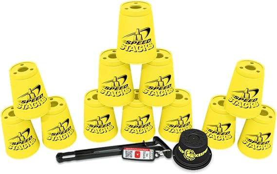 Speed Stacks Custom Combo Set: 12 NEON Yellow Cups, Cup Keeper, Quick Release Stem