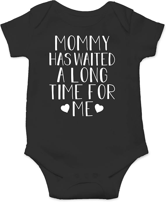 AW Fashions Mommy Has Waited A Long Time For Me Baby Bodysuit Funny Cute Unisex Newborn Outfit Boys Girls