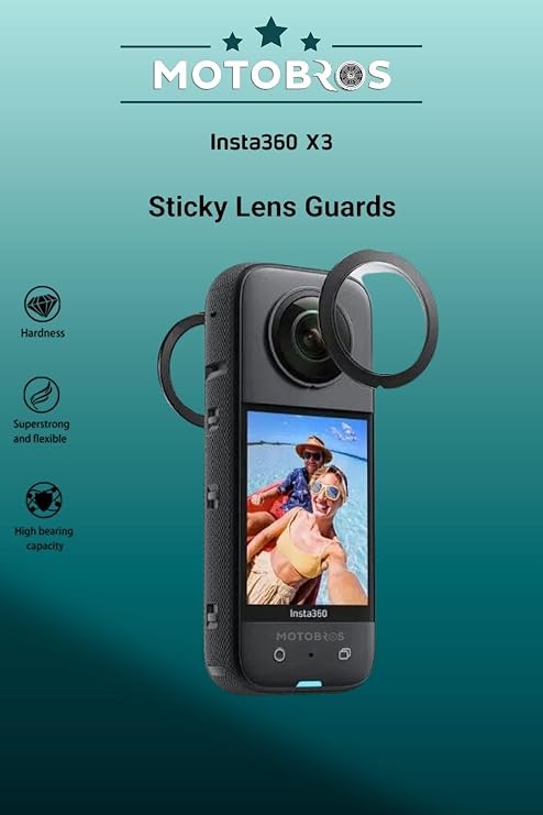 Motobros Insta 360 X3 Lens Koruyucu Insta 360 One X3 ile Uyumlu Lens Guard Şeffaf
