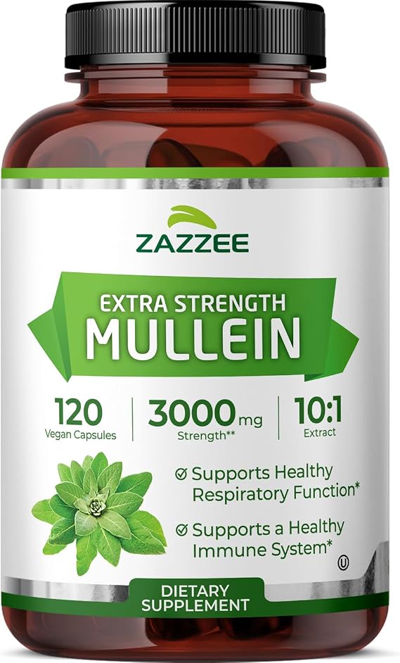 Zazzee Extra Strength Mullein Leaf 10:1 Extract, 120 Vegan Capsules