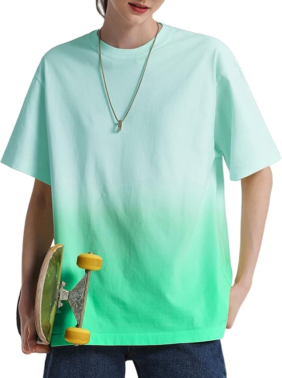 KEEPSHOWING Women's Gradient Oversized T Shirts Vintage Loose Fit Cotton T-Shirt Streetwear Short Sleeve Casual Tee Shirts