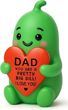 YEUYUQIU Funny Dad Birthday Gifts from Daughter Son - Hand-Painted Resin Pickle Figurine, Fathers Day for Daddy Father New Dads, I Love You Dad Desk Pickle Decor
