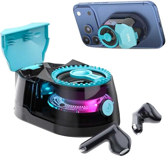 W & O Bluetooth Speaker with Wireless Earbuds,All in One, Magnetic Portable Speaker Bluetooth 5.4 with RGB Lights, Magnetic Mount,for Travel, Gifts Blue