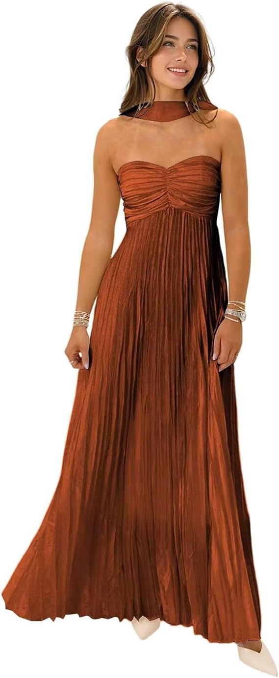 Women's Bridesmaid Dresses Long Chiffon - Sweetheart Pleats Formal Evening Gowns Bridesmaid Dress for Wedding 2026
