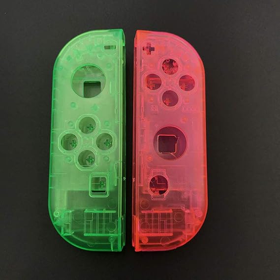 L R Full Housing Shell Case Cover with Frame Colour Replacement for Switch NS Controller (Clear Green-Clear Pink)