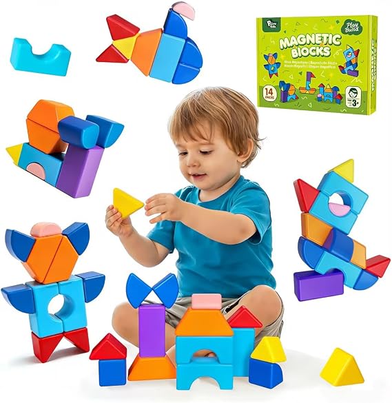 Pairez Toys Large Magnetic Building Blocks for Kids, 14pcs Magnet Toys