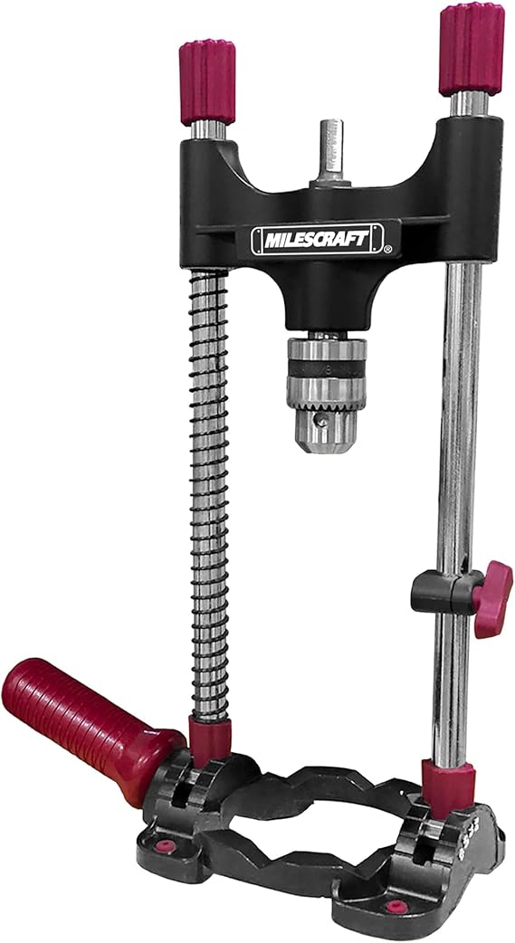 Milescraft 1318 DrillMate Portable Drillling Guide Precision Drilling Jig Attachment for Drilling Angled or Straight Holes, Adjustable Drill Guide Attachment, Portable Drill Press with 38 Chuck