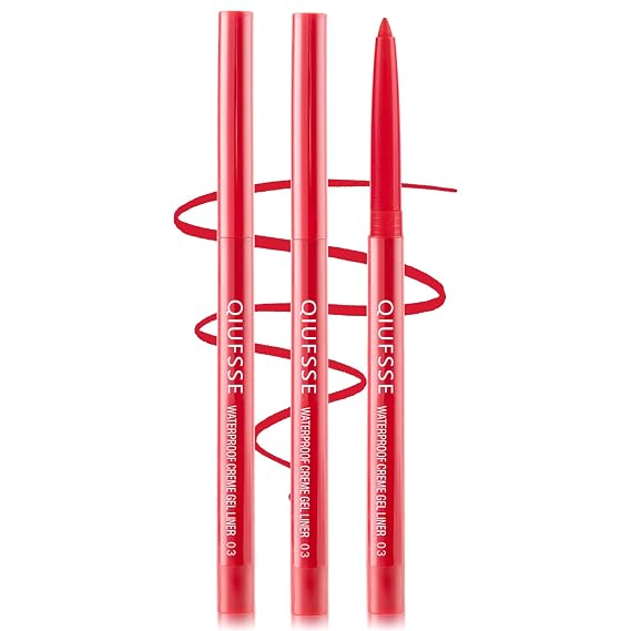 3PCS Red Eyeliner Pencil Waterproof Eyeliner Pen(Dark Red)
